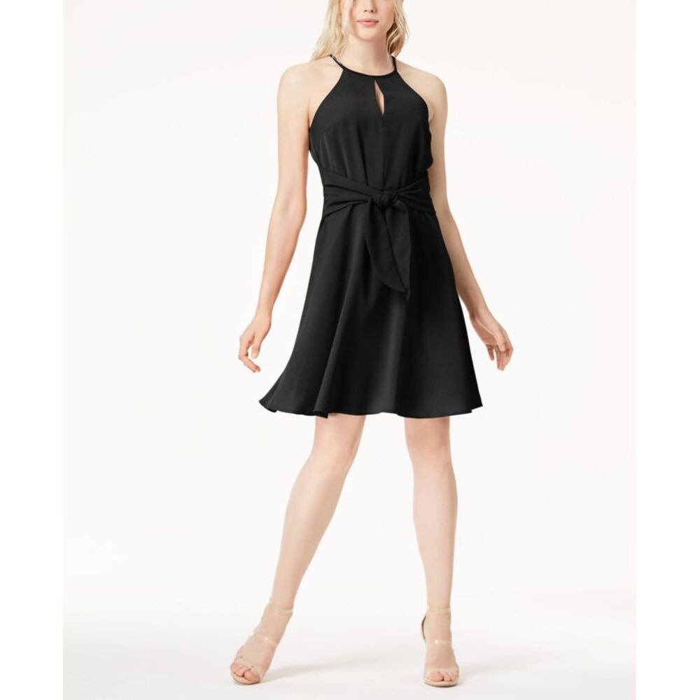 Bar III Tie Waist Halter Dress